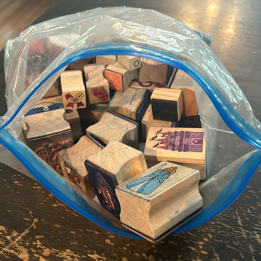 Bag of used rubber stamps